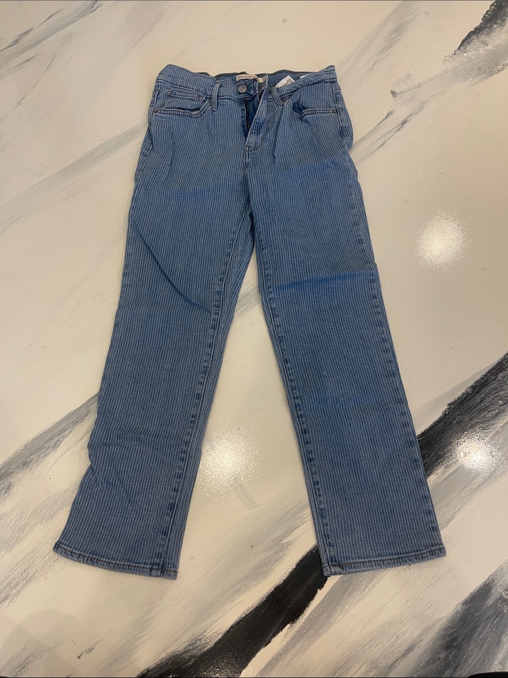 Levi's Blue Pinstripe Straight-Leg Jeans